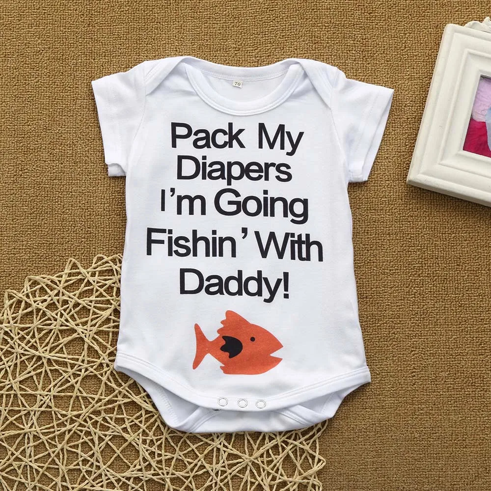 New high quality newborn Infant Baby Girls Boys Letter Fish Short Sleeve Clothes Jumpsuit Romper Breathable comfortable | Детская одежда