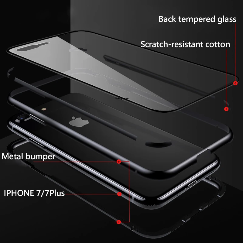 Магнитный поглощающий чехол для iPhone X XS XR 11 Pro Max 8 7 6S 6 Plus SE 2020 прозрачный 9H