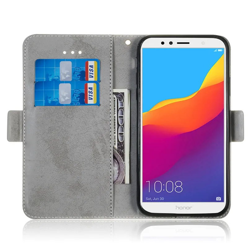 Y6(2018) Leather case For Huawei Honor 7A Pro Coque Prime Case Cover Capa Wallet Flip Cell Phone Cases | Мобильные телефоны и