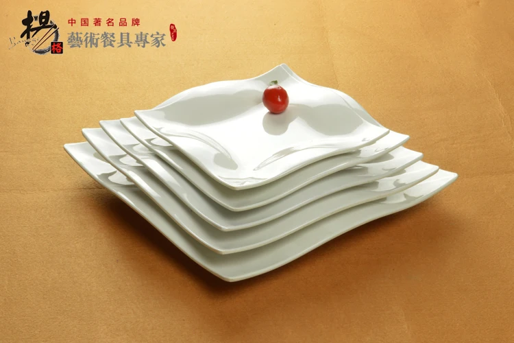 Меламин волна четыре квадратных пластинчатый Пищевой Блюдо для Торта Пластины