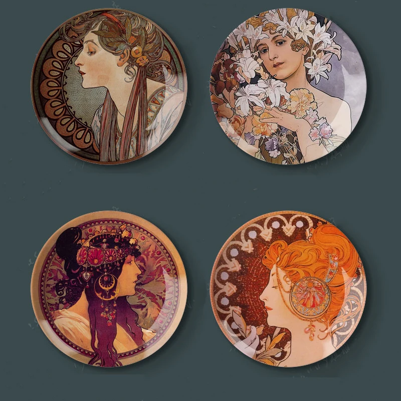 8 &quotпластины Alphonse Maria Mucha в стиле модерн Краски на стене дома отеля декоративные