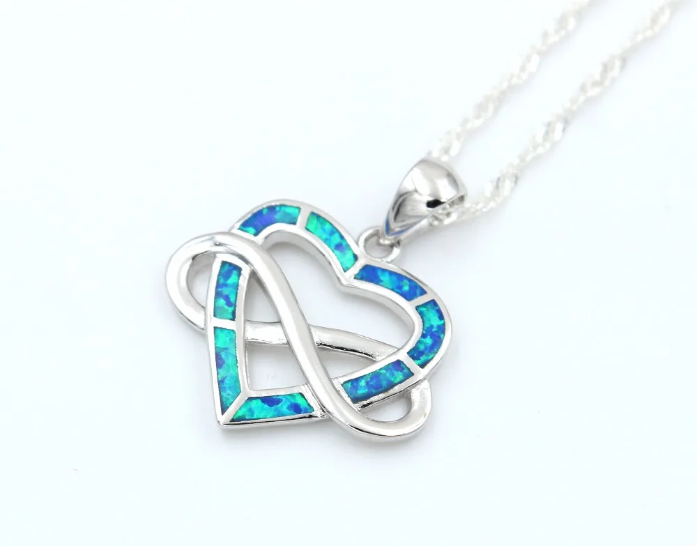 2017 новое ожерелье с подвеской голубым огненным опалом в форме сердца | Украшения