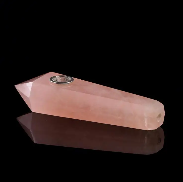 1 Natural Pink Rose Quartz Crystal Smoking Pipes Cigarette Pipe Wand | Дом и сад