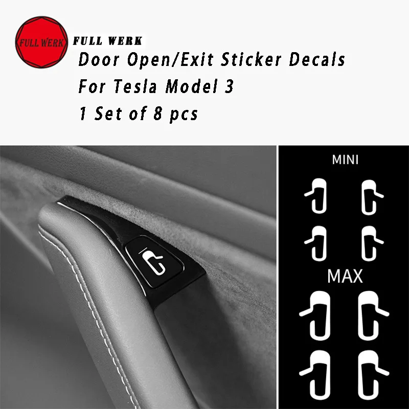 8 шт./компл. дверь автомобиля открытый выход Наклейка для Tesla модель 3 аксессуары