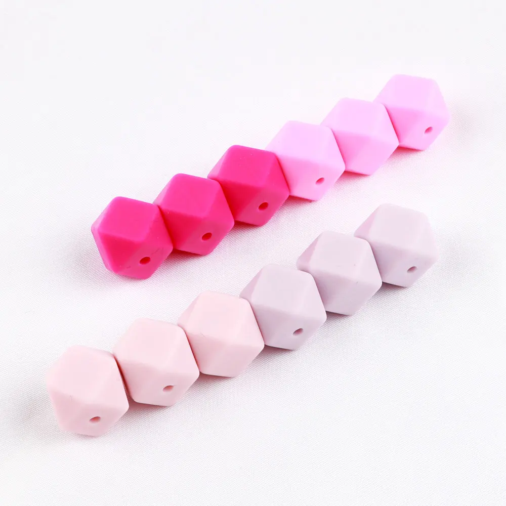 TYRY.HU 50pc Hexagon Silicone Beads Food Grade Baby Chewable Teething For DIY Necklace Jewelry Accessories BPA Free 14mm | Украшения и