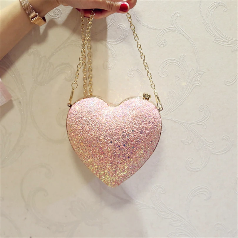 День клатч вечерние сумки любовь в форме сердца Bling цепи Кроссбоди сумка для свадьбы замок с бриллиантами Кошелек вечерние сумки
