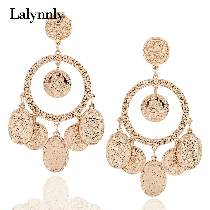 Женские длинные висячие серьги-кисточки винтажные массивные золотистые