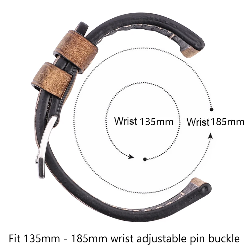 Handmade Cowhide Watchbands 22mm 24mm Men Women Brown Black Red Genuine Leather Watch Band Strap Belt Stainless Steel Buckle