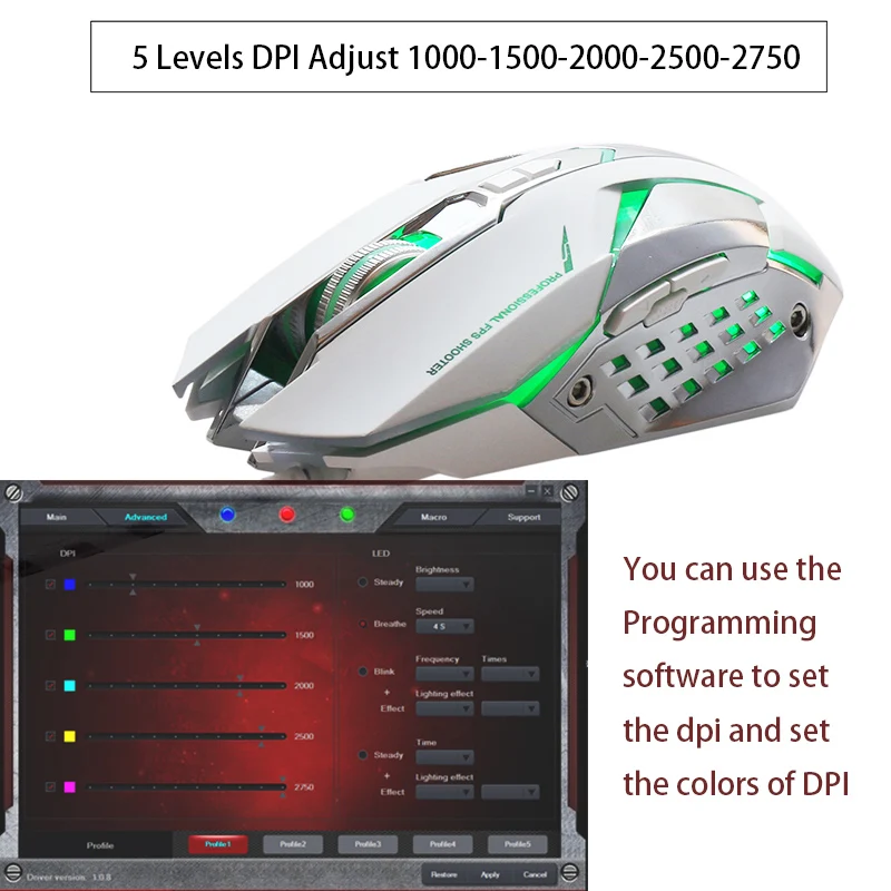 Sovawin ZP01 программируемая память 2750 dpi игровая мышь геймер тяжелое