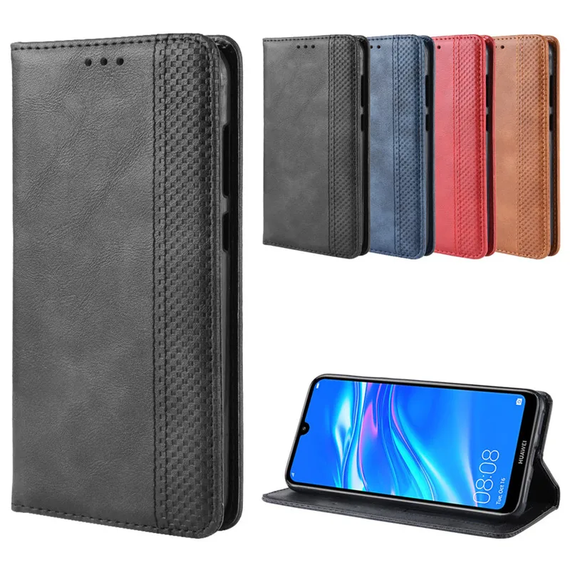 Для Huawei Y7 2019 чехол Магнитный-книжка в стиле ретро из искусственной кожи Подставка