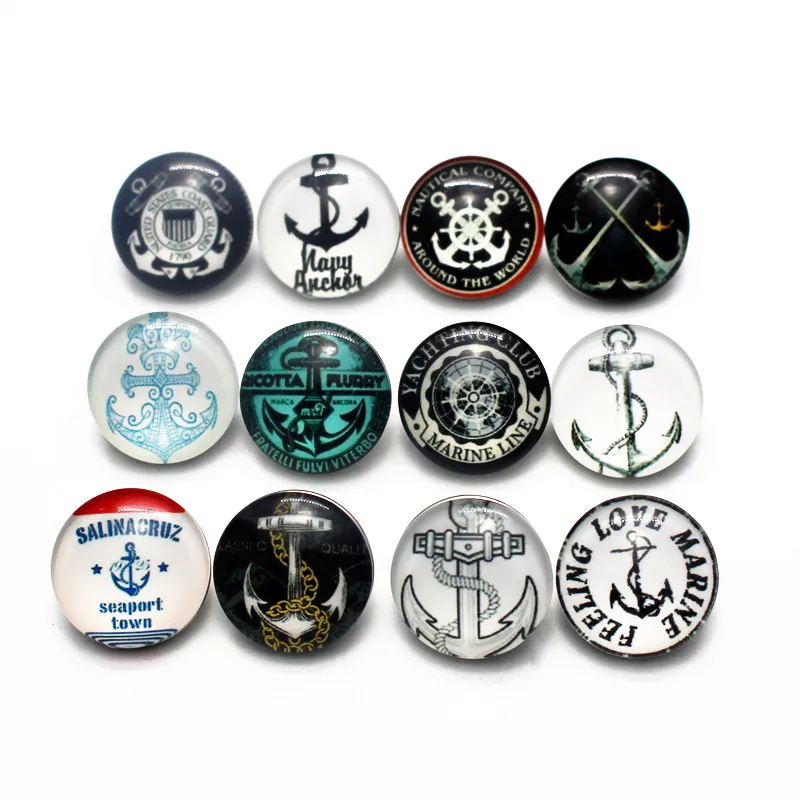 50pcs/lot Boat Anchors Snap Buttons Love Marine Feeling Glass Fit 18mm/20mm Jewelry DIY Bracelet Necklace | Украшения и