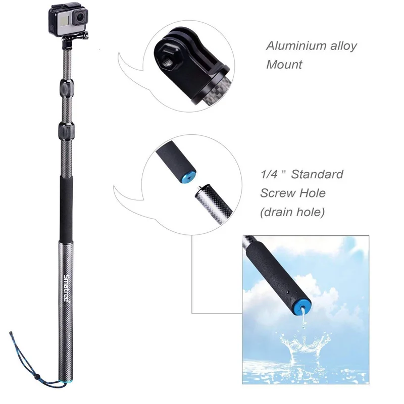 Smatree S3C съемный раздвижной плавающий полюс из углеродного волокна для GoPro Hero