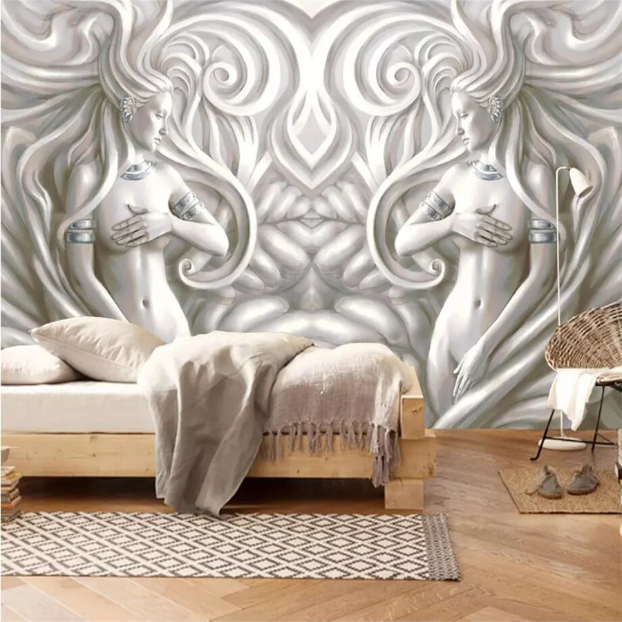

wellyu Custom wallpaper 3d embossed beauty sculpture modern fashion обои TV background wall murals papel de parede 3d wallpaper