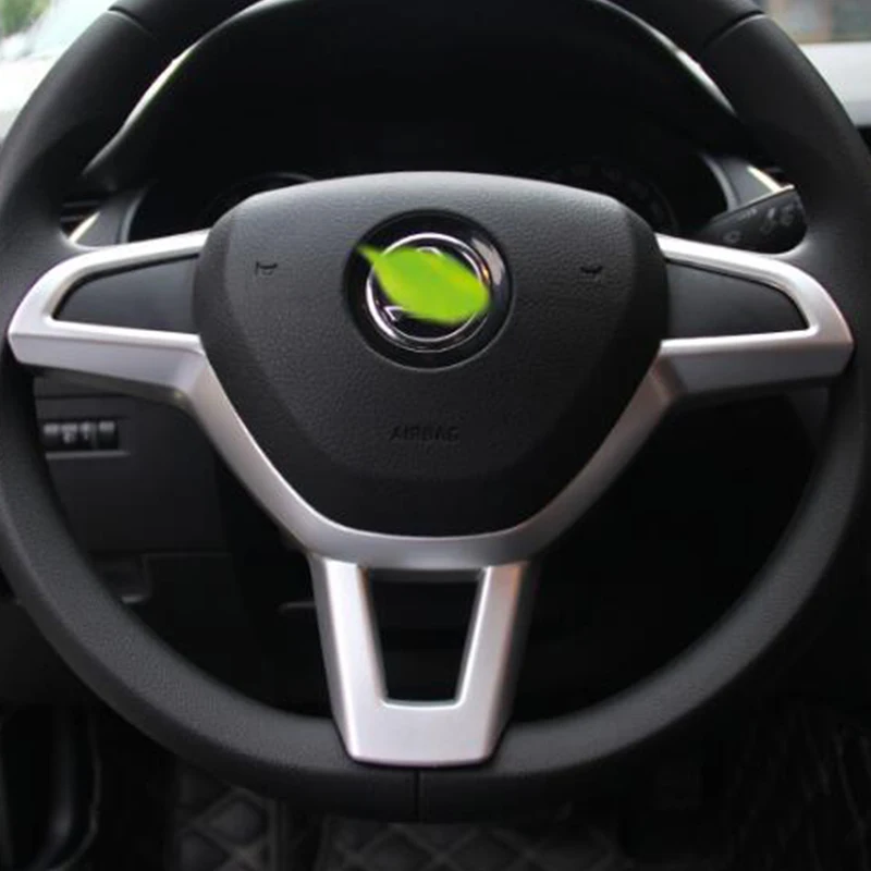 

For Skoda Superb 2016 2017 2018 ABS Matte/Carbon Fibre Steering Wheel Decoration Cover Frame Panel car Sticker Accessories 1pcs