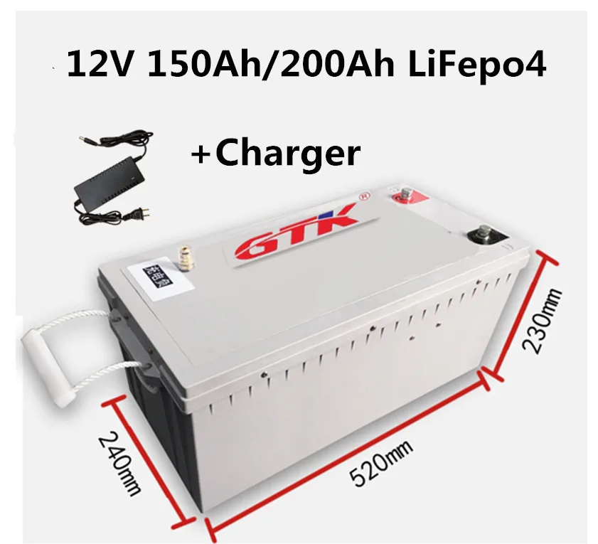 Перезаряжаемый 12 v 150Ah 200ah Lifepo4 аккумулятор для моторного дома Морской Электрический вилочный погрузчик кэмпер караван хранение энергии+ 10А зарядное устройство