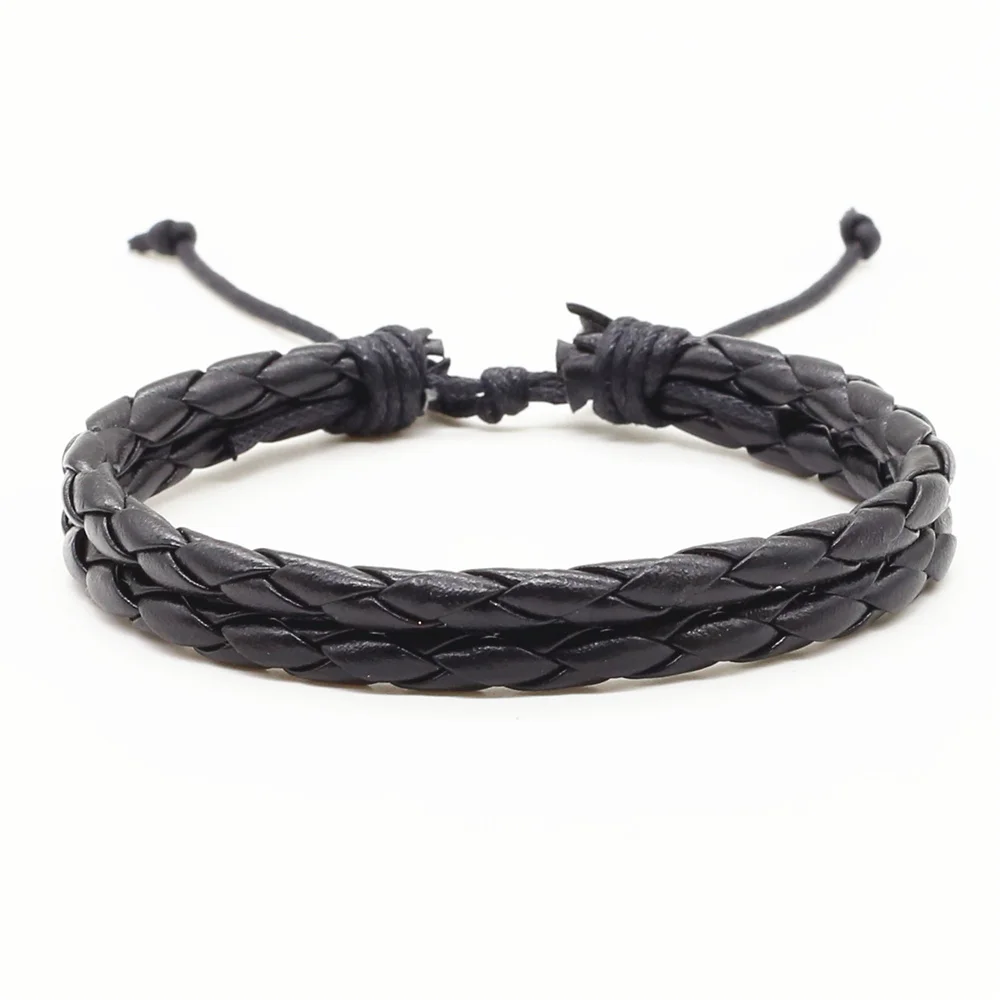 New Arrival Fashion Trendy Handmade 2 Laps Wrap Black Brown Men PU Leather Bracelet For Women Jewelry Accessory Hot Sale | Украшения и