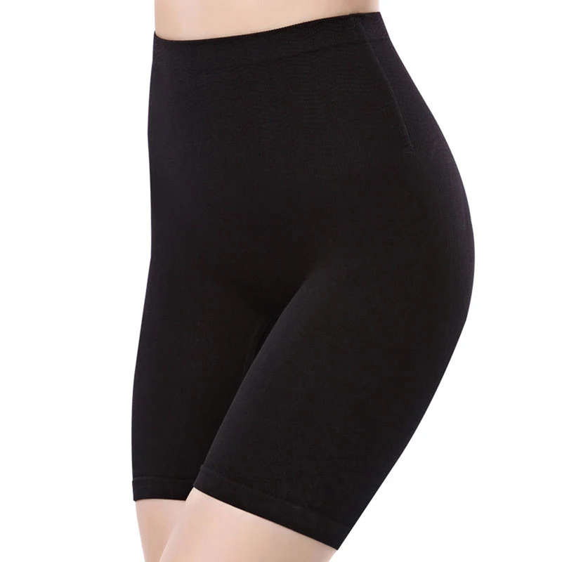 Черный Women Abdominal High Waist Flat Angle Safety Shorts Slim Female Solid Summer Soft Seamless Nylon Underpanties Thin Underwear - Цвет: Черный