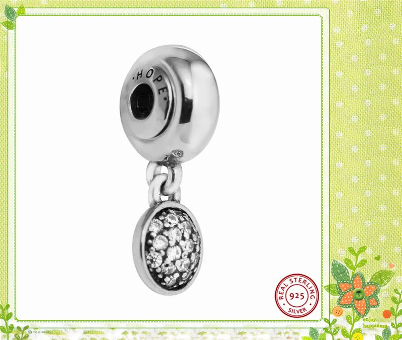 ESSENCE Pave-set прозрачный CZ Надежда Подвеска Шарм бусины для женщин ювелирных изделий DIY Fit PANDORA талисманы Серебро 925 FE065