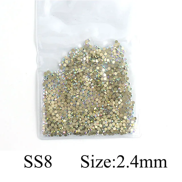 AB SS8 1440pcs 1440 шт Разноцветные стеклянные стразы для ногтей AB радужные цвета с плоской задней поверхностью Кристальные 3D блестящие амулеты для маникюра украшения для ногтей - Цвет: AB SS8 1440pcs