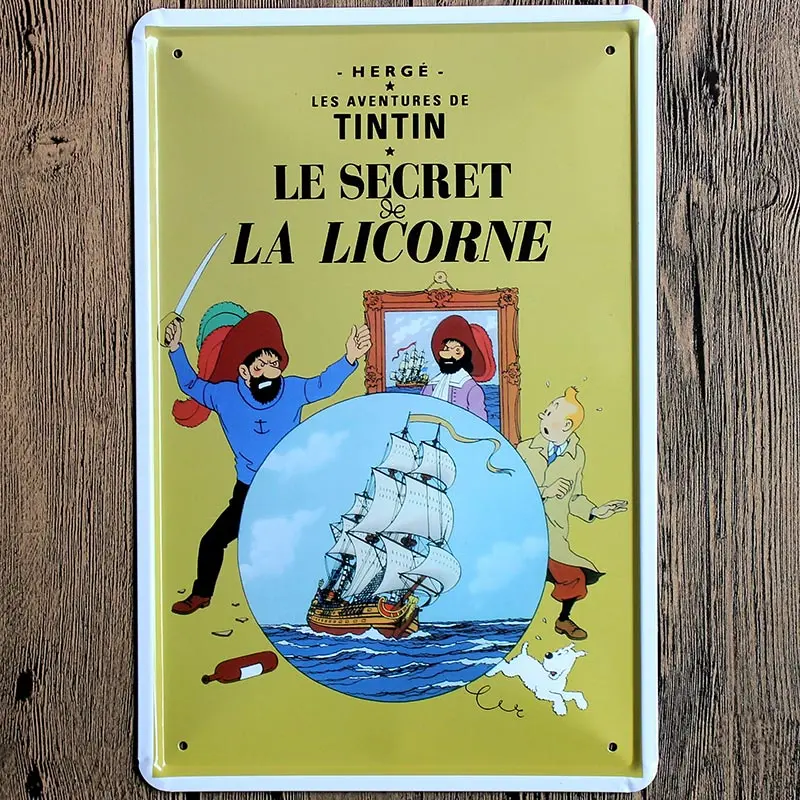 8274 Франция Tintin мультфильм фильм жестяная вывеска металлическая пластина железная живопись детская комната настенный бар кофе домашнего искусства Ремесло Декор 30X20 см DU-2552 - Цвет: 8274