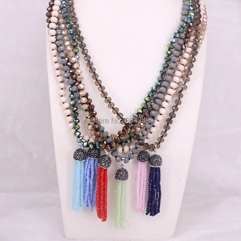 10 шт. модные ожерелья с подвеской в богемном стиле узлом и кристаллами кисточками
