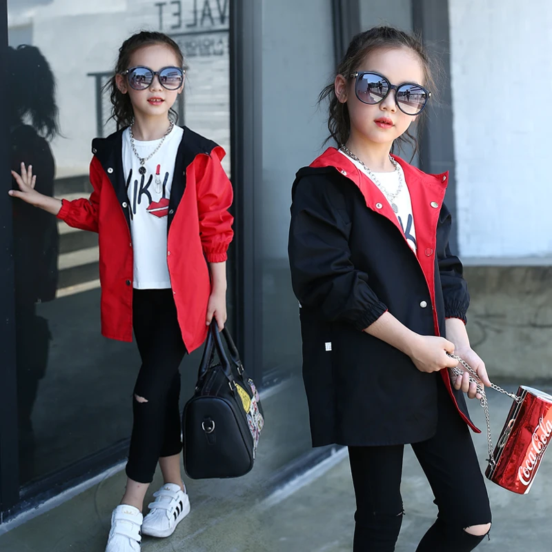 

Autumn Winter Girls Jacket For Girls Windbreaker child Jacket Kids Raincoat Trench Coat Children Outerwear Girls Clothes