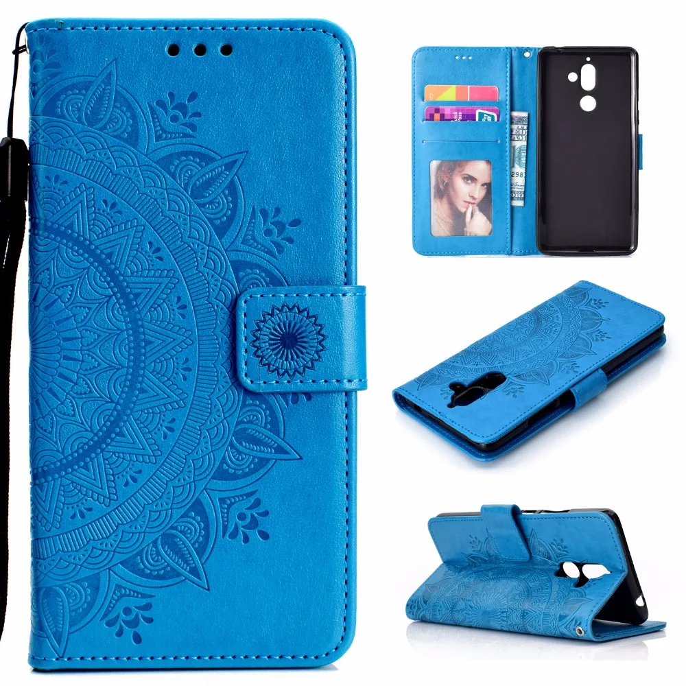 20pcs/lot Totem flower 3 card+photo frame wallet flip leather cover case for Nokia 1 7 plus housing | Мобильные телефоны и
