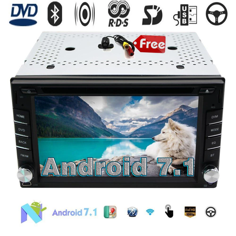 2 DIN Автомобильная магнитола навигация gps Android 7 1 головное устройство cd DVD/радио AM/FM
