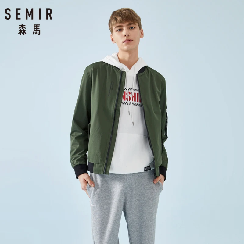 Мужская бейсбольная куртка SEMIR мужская бомбер на молнии с карманом трикотажная