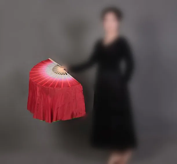 Two Sides Different Color Women Hand Made Colorful Belly Dance Dancing Silk Bamboo Long Fans Veils For Folk 41cm-86cm | Тематическая