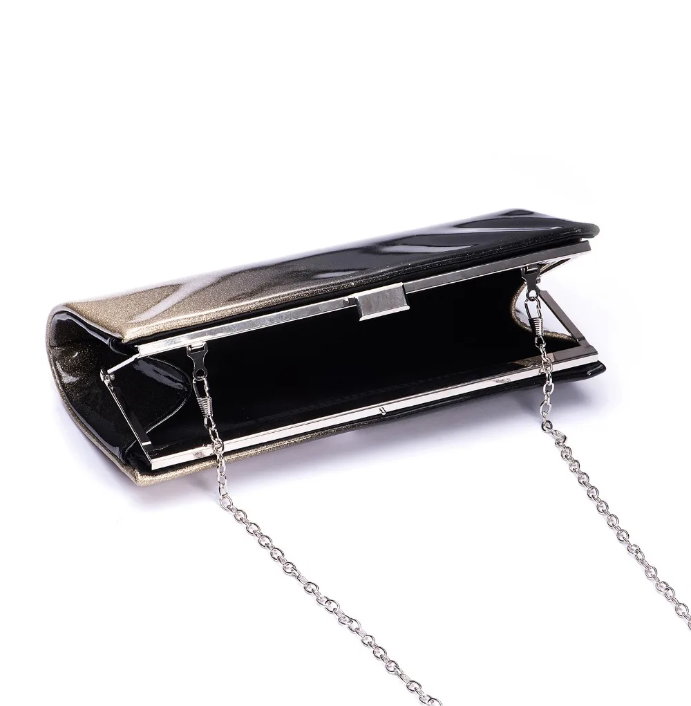 

XIYUAN black Evening Clutch Bag Women cheap Bags Wedding Shiny Handbags Bridal Metal flap Clutches Bag Chain Shoulder Bag purse