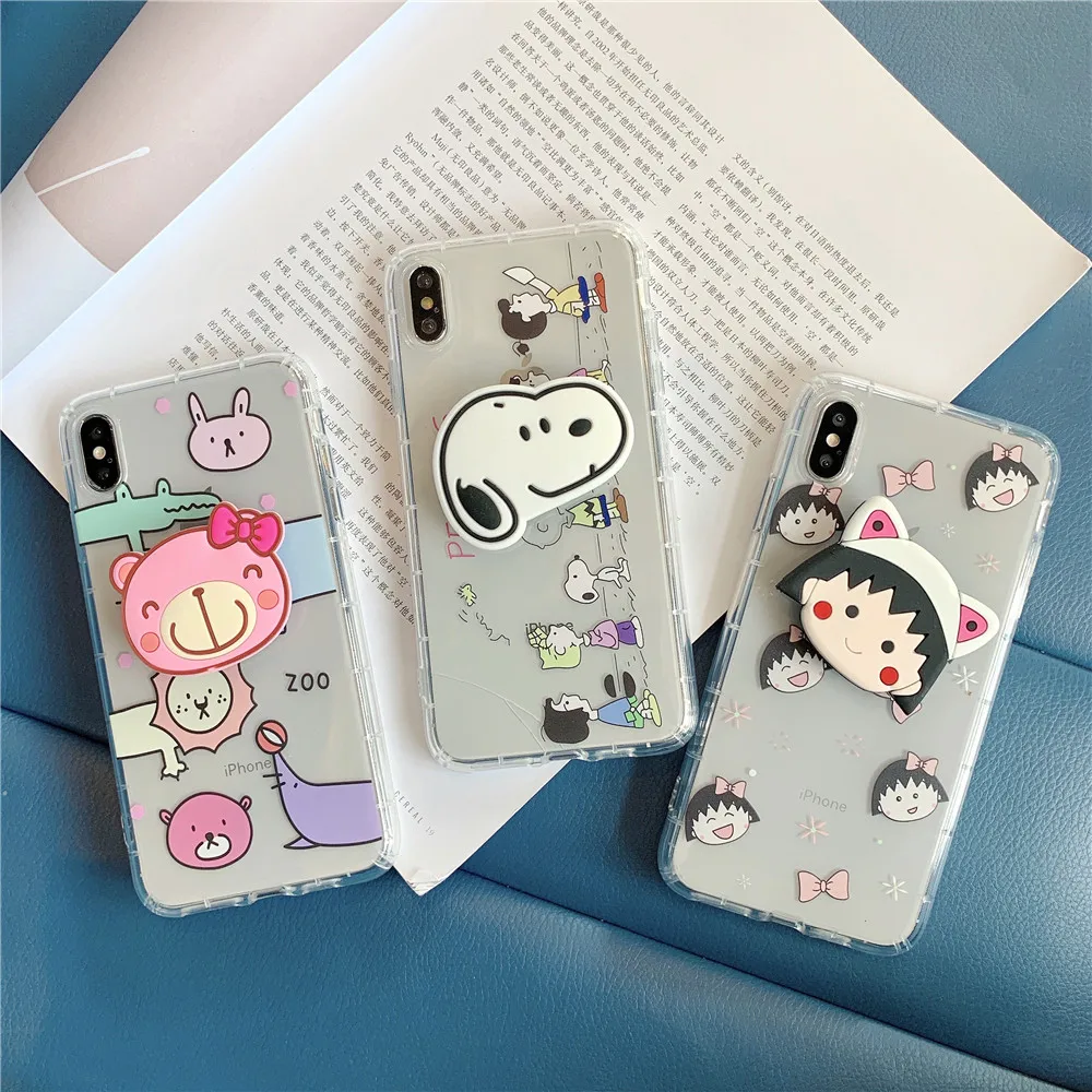 Милый многофункциональный чехол Chibi Maruko puppy Bracket lanyard Для iPhoen X XS MAX XR 6 6s 7 8 Plus