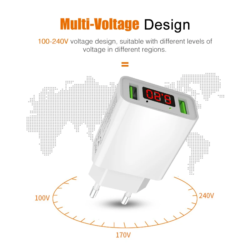 Со светодиодным индикатором питания от USB Автомобильное зарядное устройство