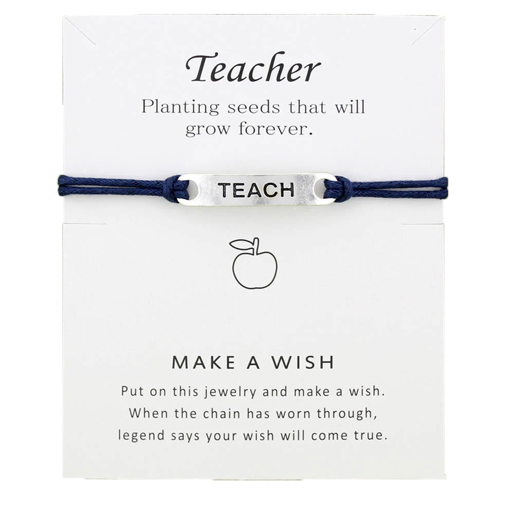 Женский браслет с надписью Wish Card Teachers Day двойной цепочкой и Teach Friend Love Make A