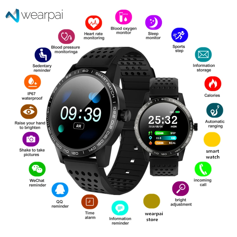 Wearpai T2 bluetooth Смарт часы для мужчин женщин Мода Фитнес трекер монитор сердечного