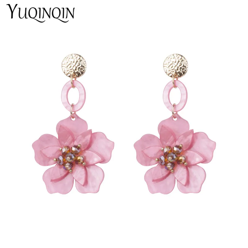 Женские акриловые сережки в форме цветка длинные серьги из уксусной смолы