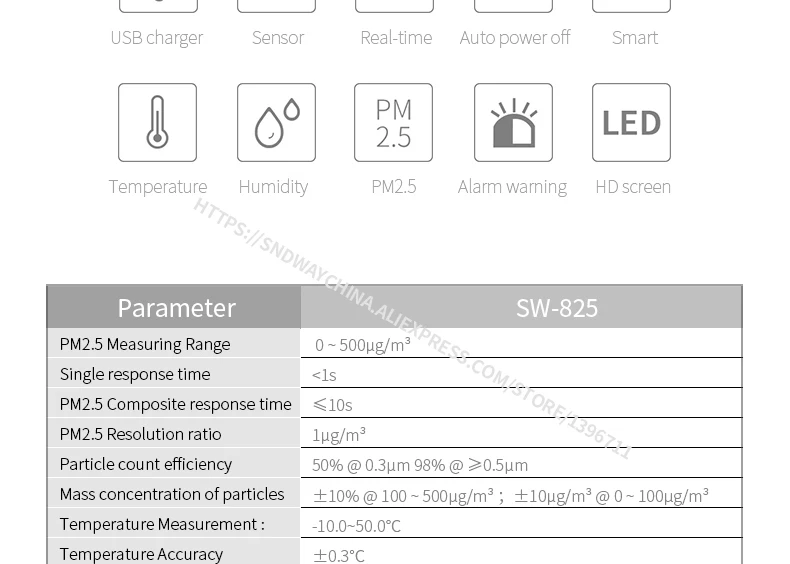 SNDWAY цифровой Мониторинг качества воздуха PM2.5 детектор метр тестер газа Monitor/газоанализатор/Температура влажности метр hotal дома