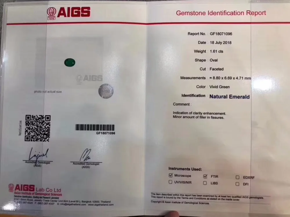 AIGS Fine Jewelry сертификат реальная 18-каратного белого золота AU750 натуральный зеленый изумруд 1.61ct подвески из драгоценных камней для милое Женское Ожерелье