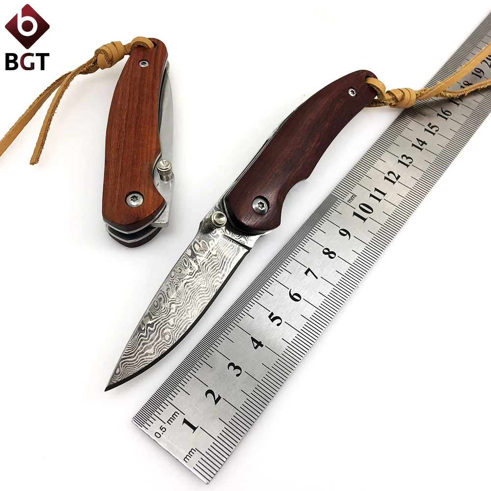 Нож для кемпинга BGT Handmade с складным клинком из 8CR18MOV / 9CR18MOV, деревянной ручкой, тактическим назначением для охоты, фруктов и карманных ножей EDC.