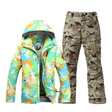 

Gsou Snow Men's Ski Suit Single Double Board Windproof Warm Skiing Clothes Winter Waterproof Ski Jacket+Ski Trousers