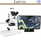 Тринокулярный микроскоп 7X-45X, стереомикроскоп с зумом, видеокамера VGA USB AV TV, светодиодная подсветка 144 СВЕТОДИОДНЫЙ большая подставка