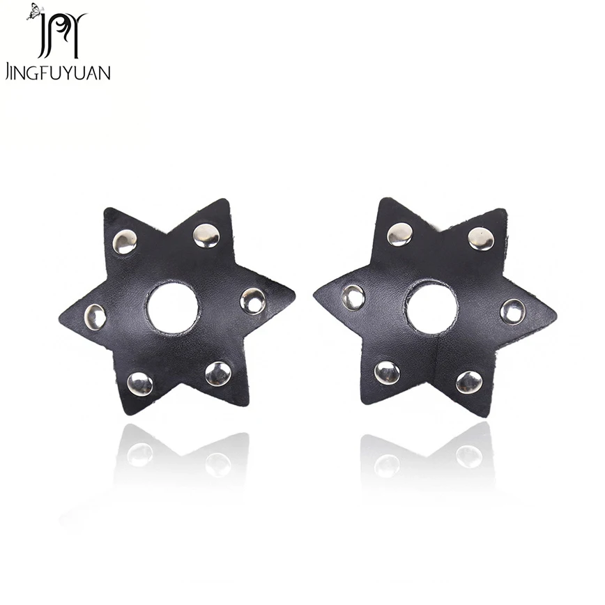 2Pcs Women Nipple Covers Leather Star Breast Petals Hexagram Shaped Hollow Stickers Sexy Intimates | Женская одежда