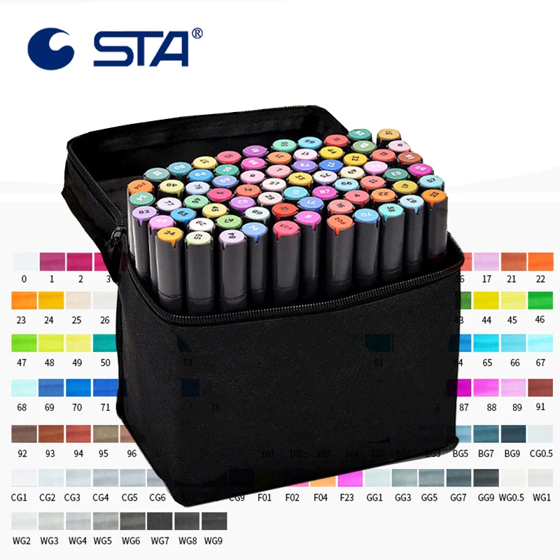 STA 128 цветов Двойная фоторучка спиртовой фломастер ручка манга мультфильм