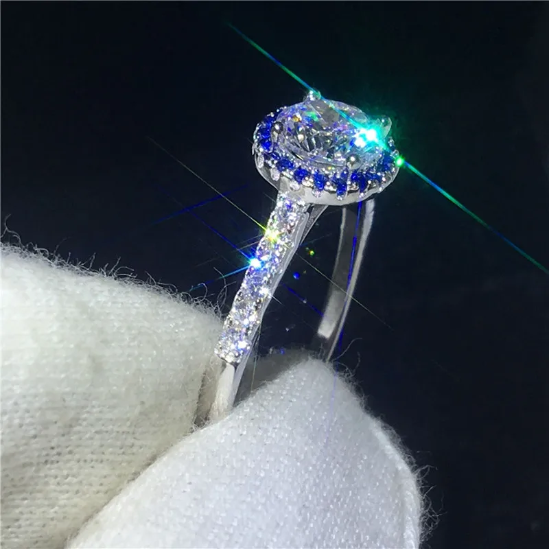 Кольцо из серебра 100% пробы с цирконом 1ct AAAAA|Кольца| |