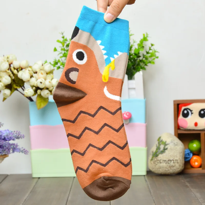 

New Fun Creative Cartoon Zebra Shark Mole Cow Tiger Female Socks Combed Cotton Kawaii Harajuku Funny Leisure Art Socks Christmas