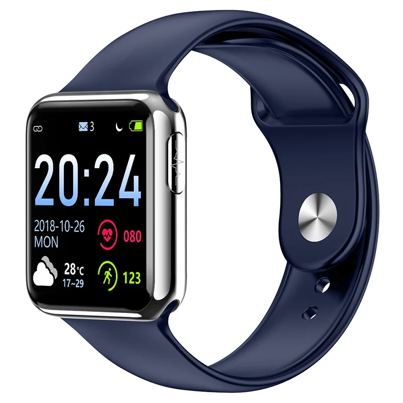 Silver Navy blue WATCH5 умные часы Bluetooth часы для измерения артериального давления пульсометр PPG ЭКГ часы Шагомер активности фитнес трекер здоровье умные часы - Цвет: Silver Navy blue