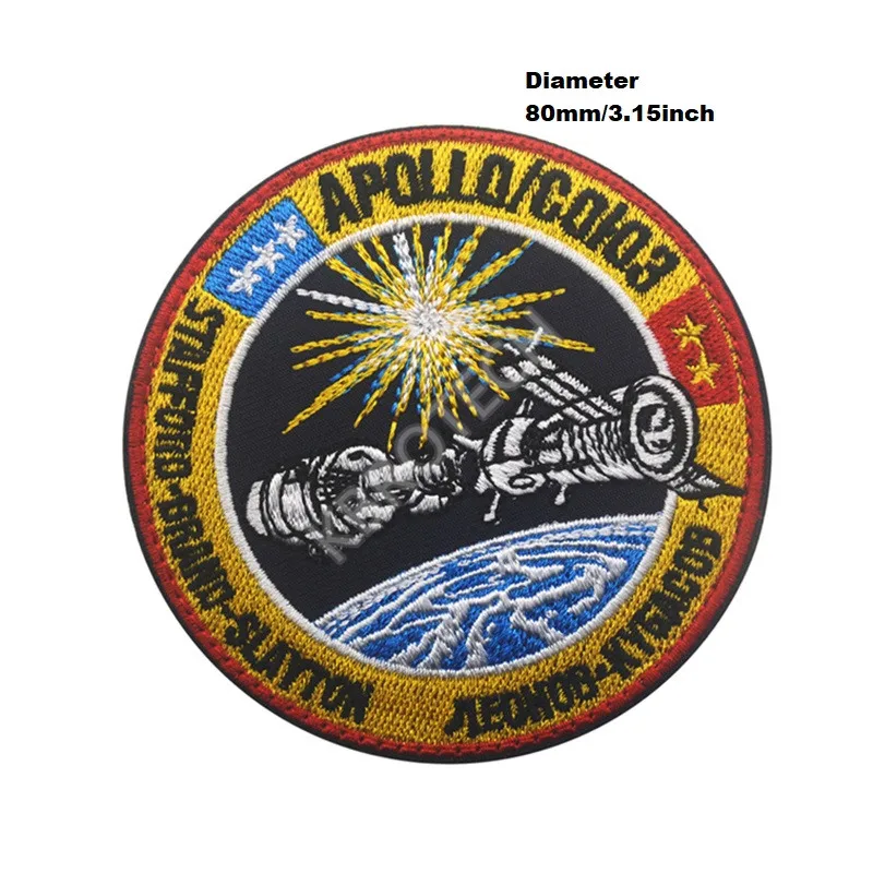 Apollo-Soyuz Космическая разведка вышивка патч, вышитые патчи Военная Тактическая нарукавная повязка ткань наклейка аксессуары для одежды - Цвет: Apollo-Soyuz