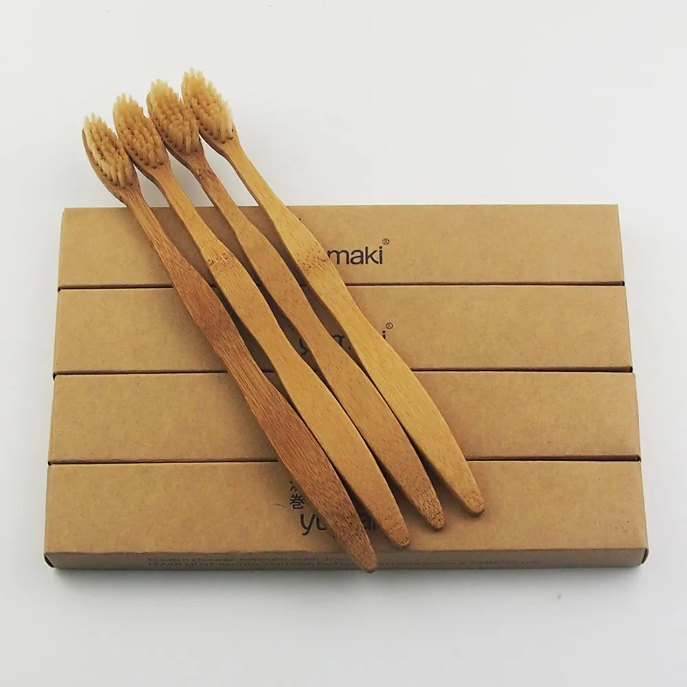 Зубная щетка из бамбукового волокна с мягкой щетиной 100 шт.|wood toothbrush|toothbrush woodnovelty