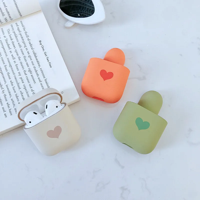 Чехол для Airpods милый мультяшный чехол наушников Apple 2 ярких цветов с сердечком Earpods