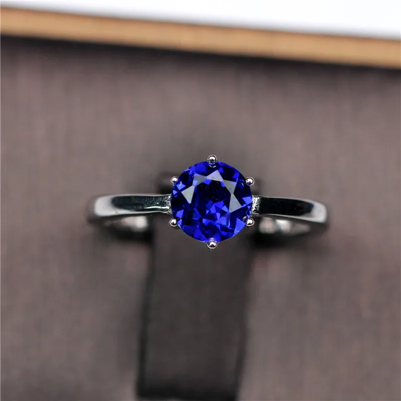 Кольцо из серебра 925 пробы с синим камнем 1 карат|stone ring|blue stone ringcolored ring |